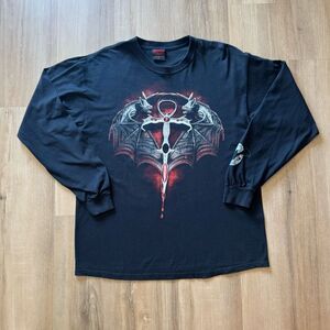 Spiral Vintage Vampire Double Sided Long Sleeve Black Shirt Size Large Gothic
